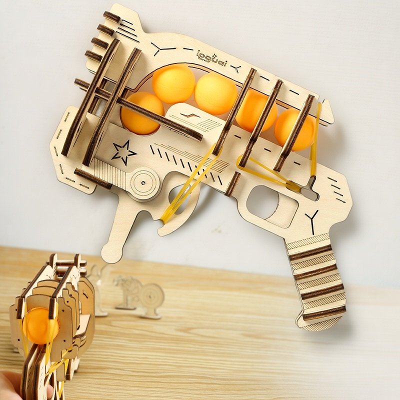 Table Tennis For Kids - Pistola a Elastici in Legno Fai-da-Te,